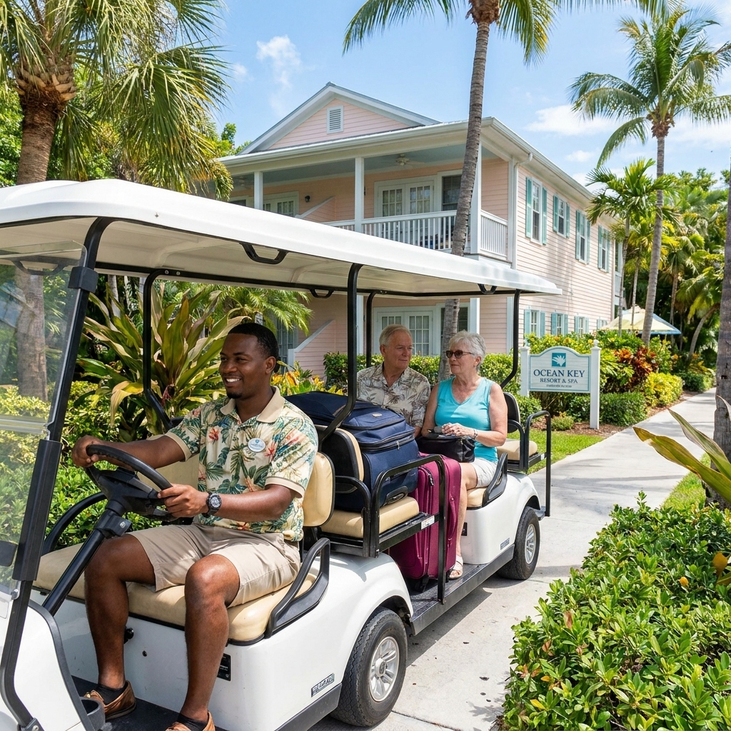 Resort hospitality golf cart shuttle