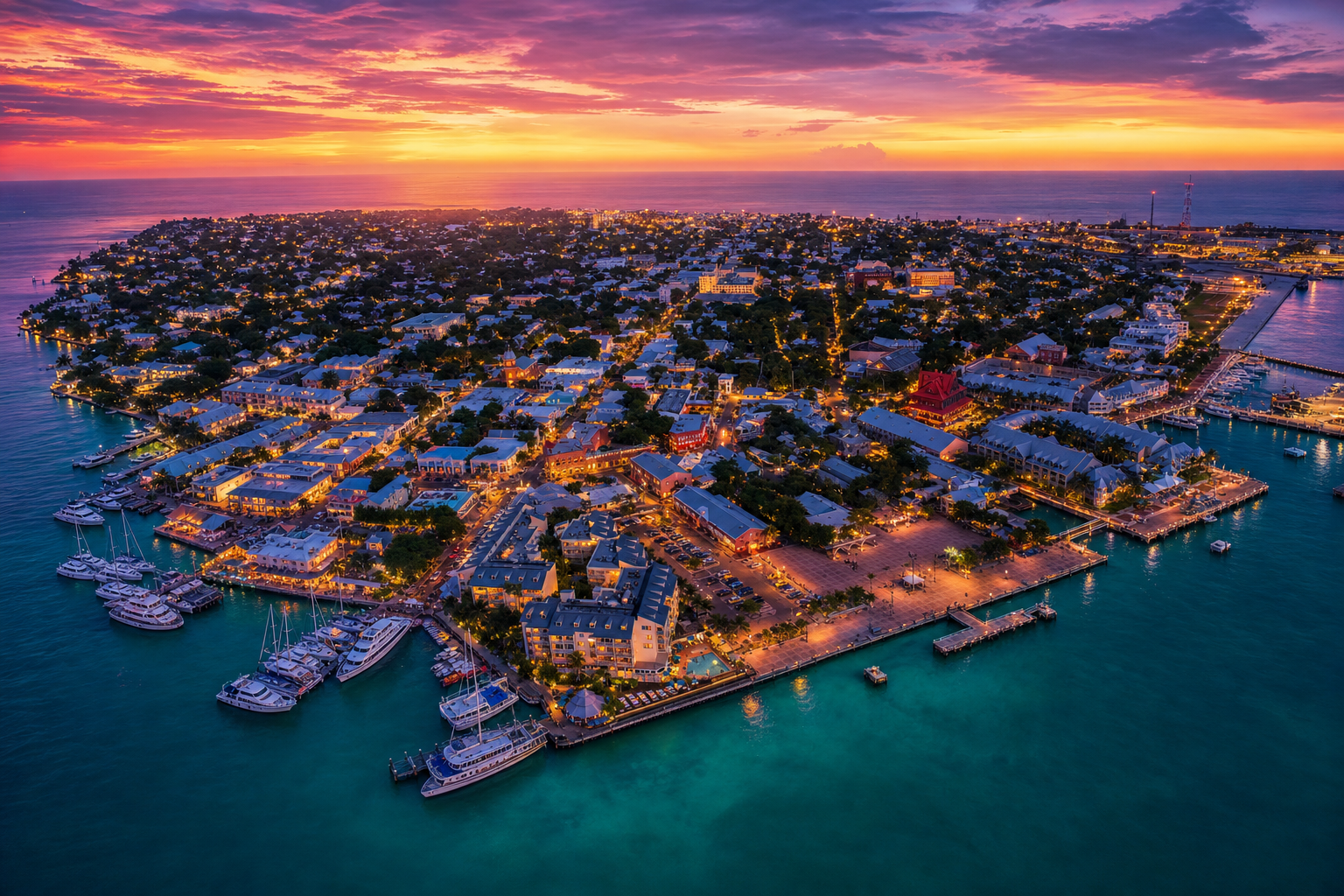 Key West aerial — fleet operating below